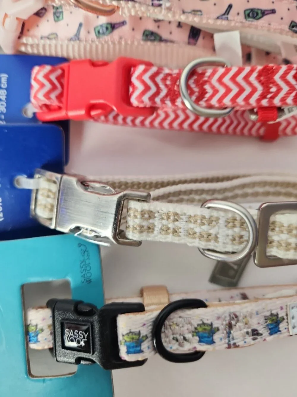 Set of 6 Dog Collars size XS cute printed Top Paw Pixar Sassy Woof lot bundle